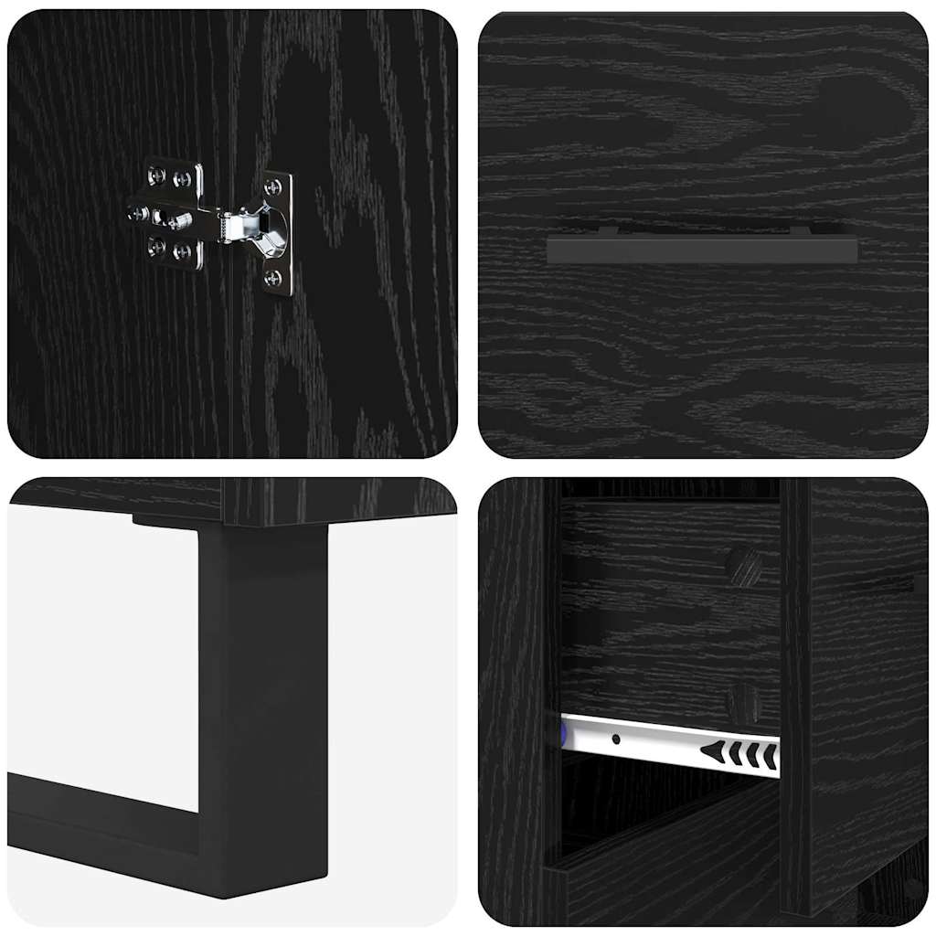 Credenza con cassetto Rovere Nero 69,5 x 34 x 90 cm 881542