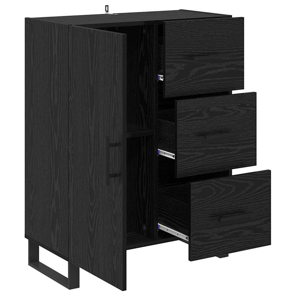 Credenza con Cassetto-Buffet-Armadio da cucina Rovere Nero 69,5 x 34 x 90 cm 126703