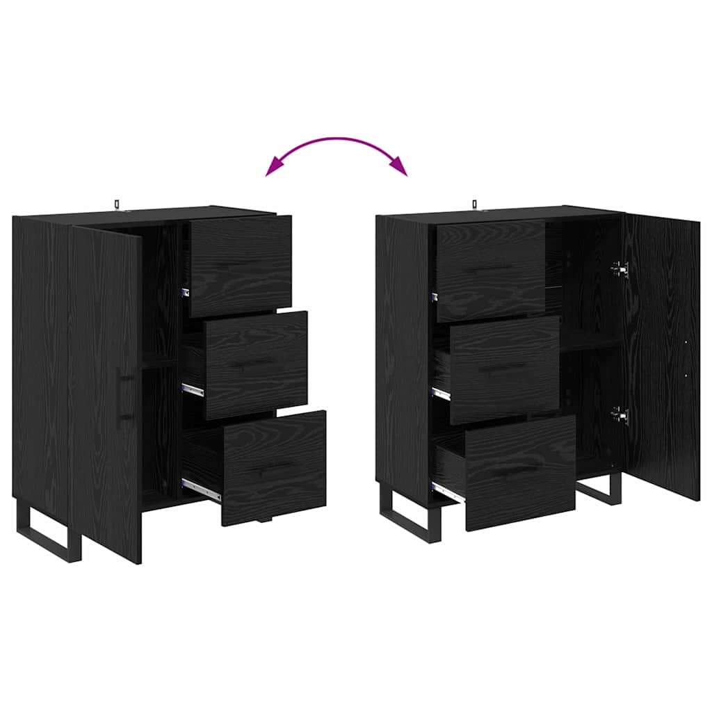 Credenza con cassetto Rovere Nero 69,5 x 34 x 90 cm 881542