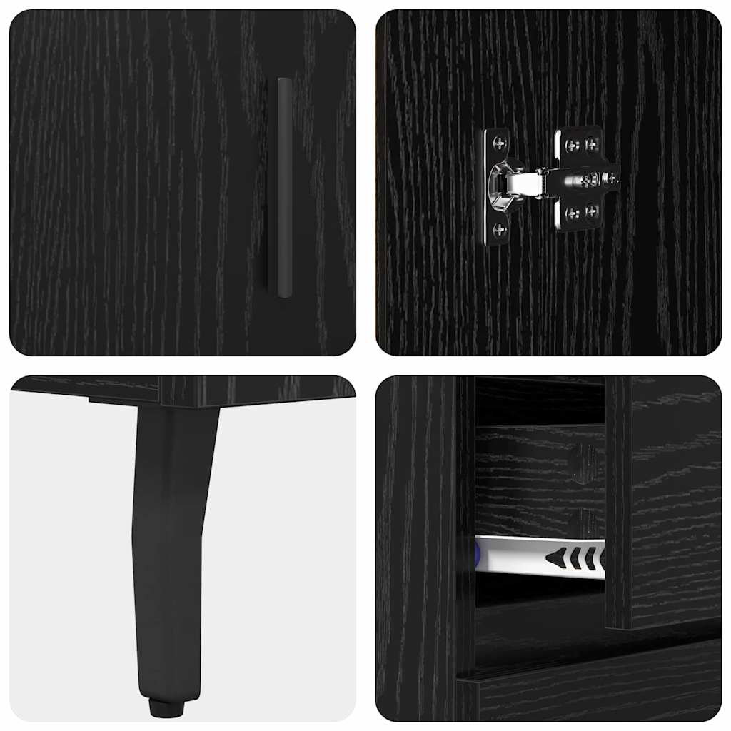 Credenza con cassetto Rovere Nero 69,5 x 34 x 90 cm 881638