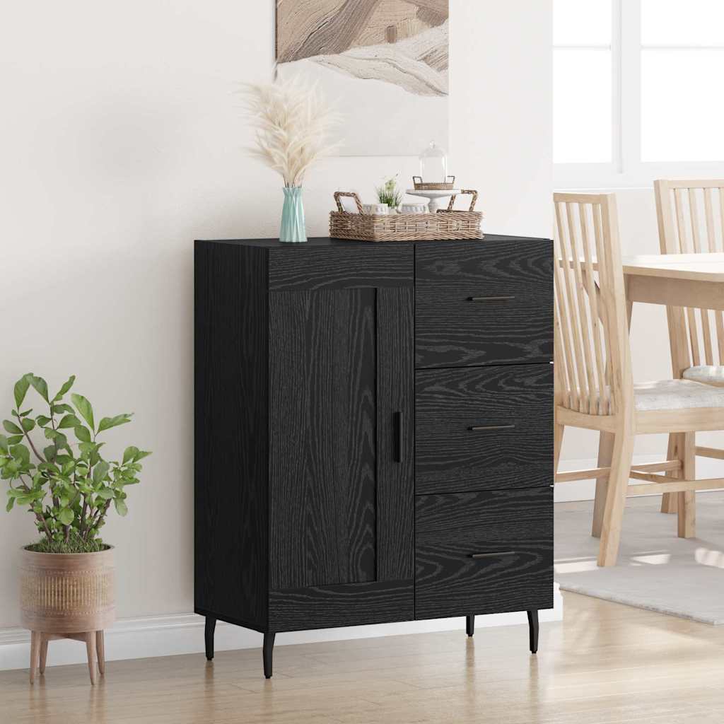 Credenza con cassetto Rovere Nero 69,5 x 34 x 90 cm 881638