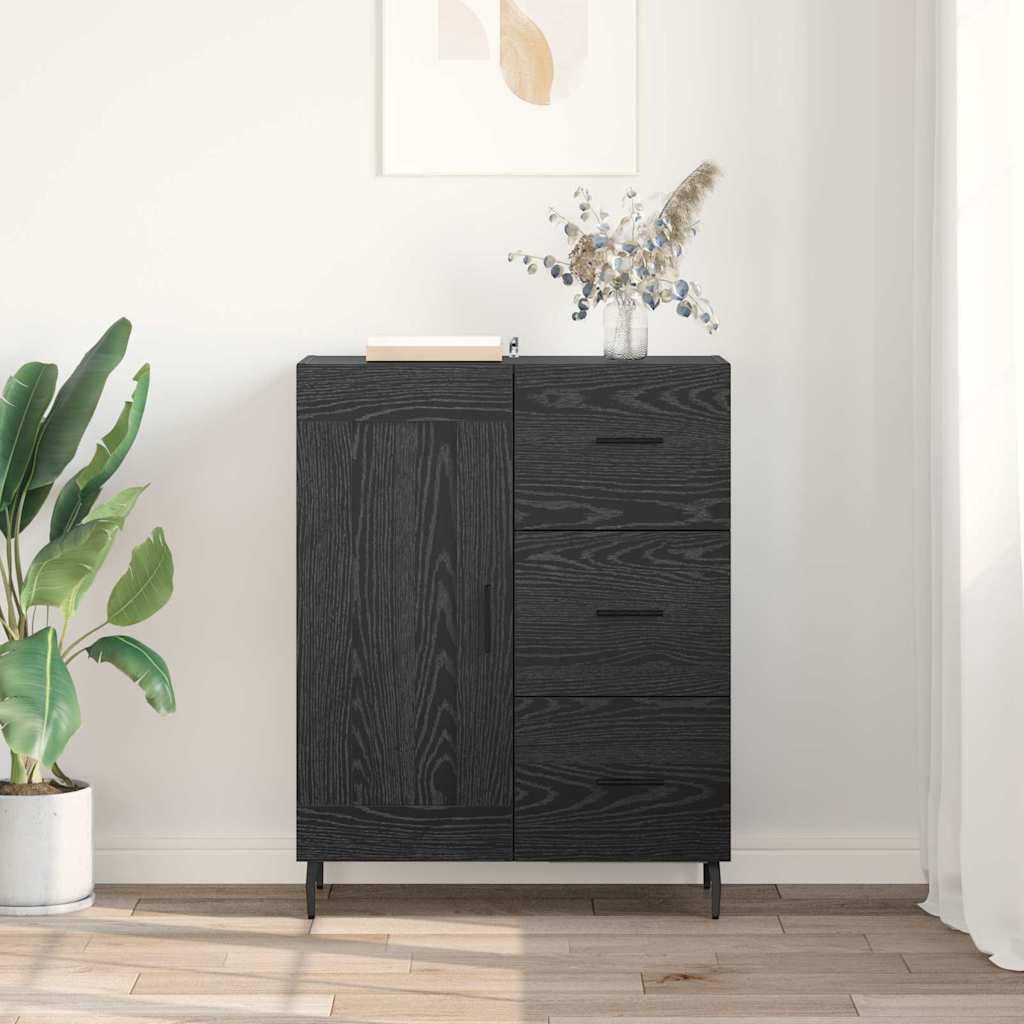 Credenza con cassetto Rovere Nero 69,5 x 34 x 90 cm 881638