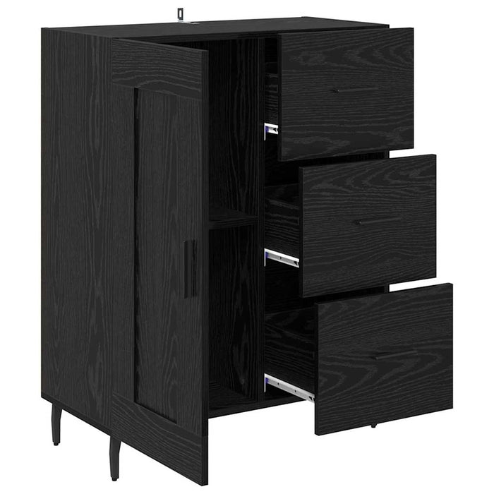 Credenza con cassetto Rovere Nero 69,5 x 34 x 90 cm 881638
