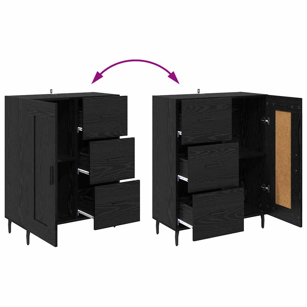Credenza con cassetto Rovere Nero 69,5 x 34 x 90 cm 881638
