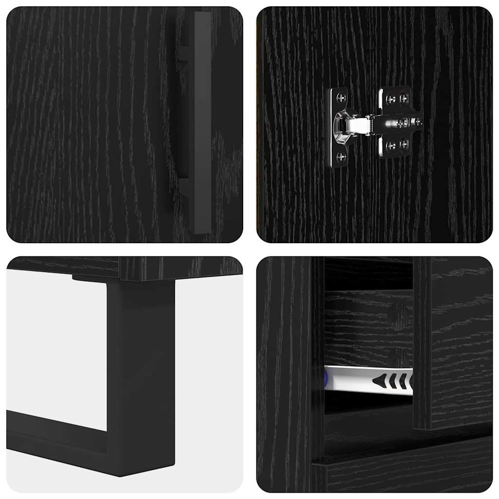 Credenza con cassetto Rovere Nero 69,5 x 34 x 90 cm 881647