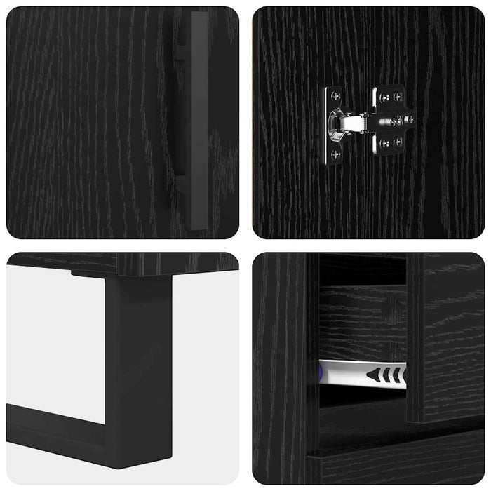 Credenza con cassetto Rovere Nero 69,5 x 34 x 90 cm 881647
