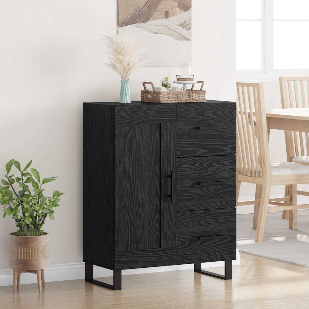 Credenza con cassetto Rovere Nero 69,5 x 34 x 90 cm 881647
