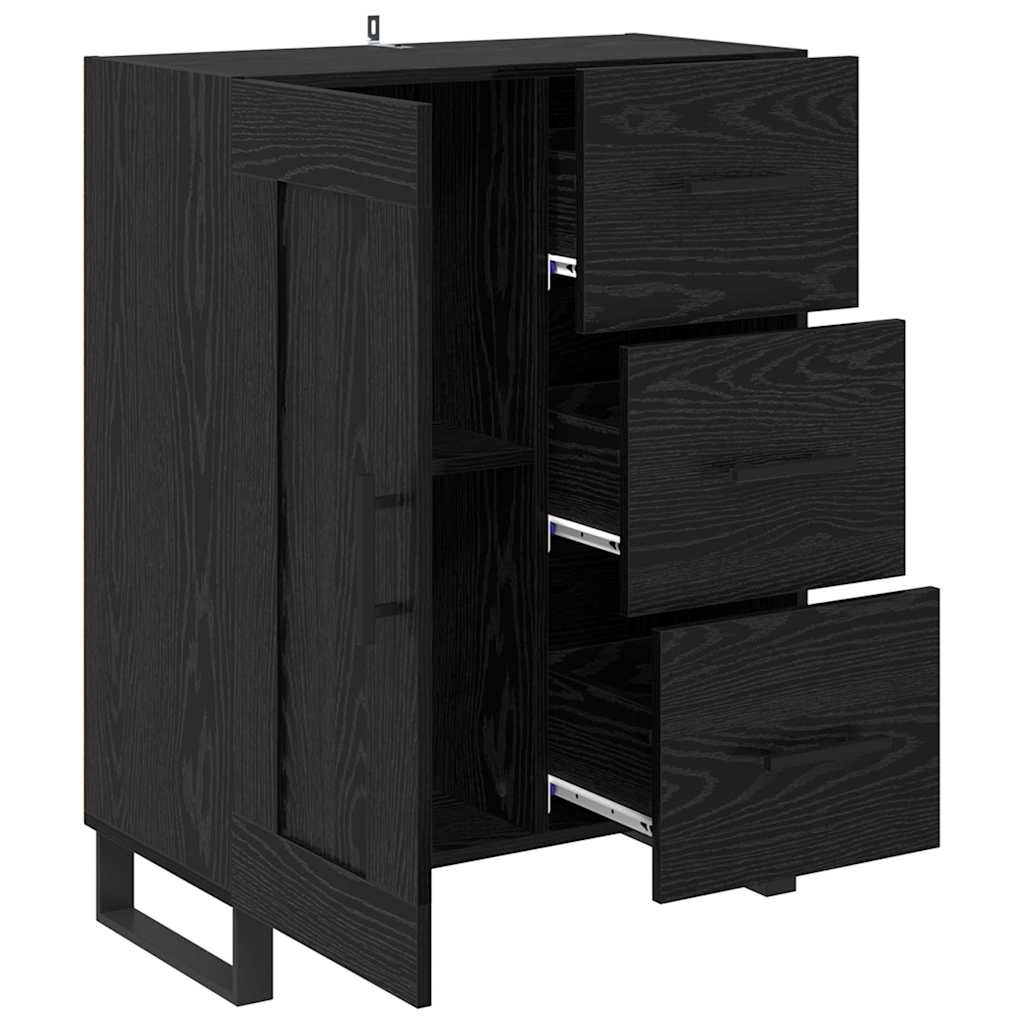 Credenza con cassetto Rovere Nero 69,5 x 34 x 90 cm 881647