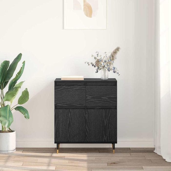 Credenza con cassetto Rovere Nero 60 x 35 x 70 cm 881725