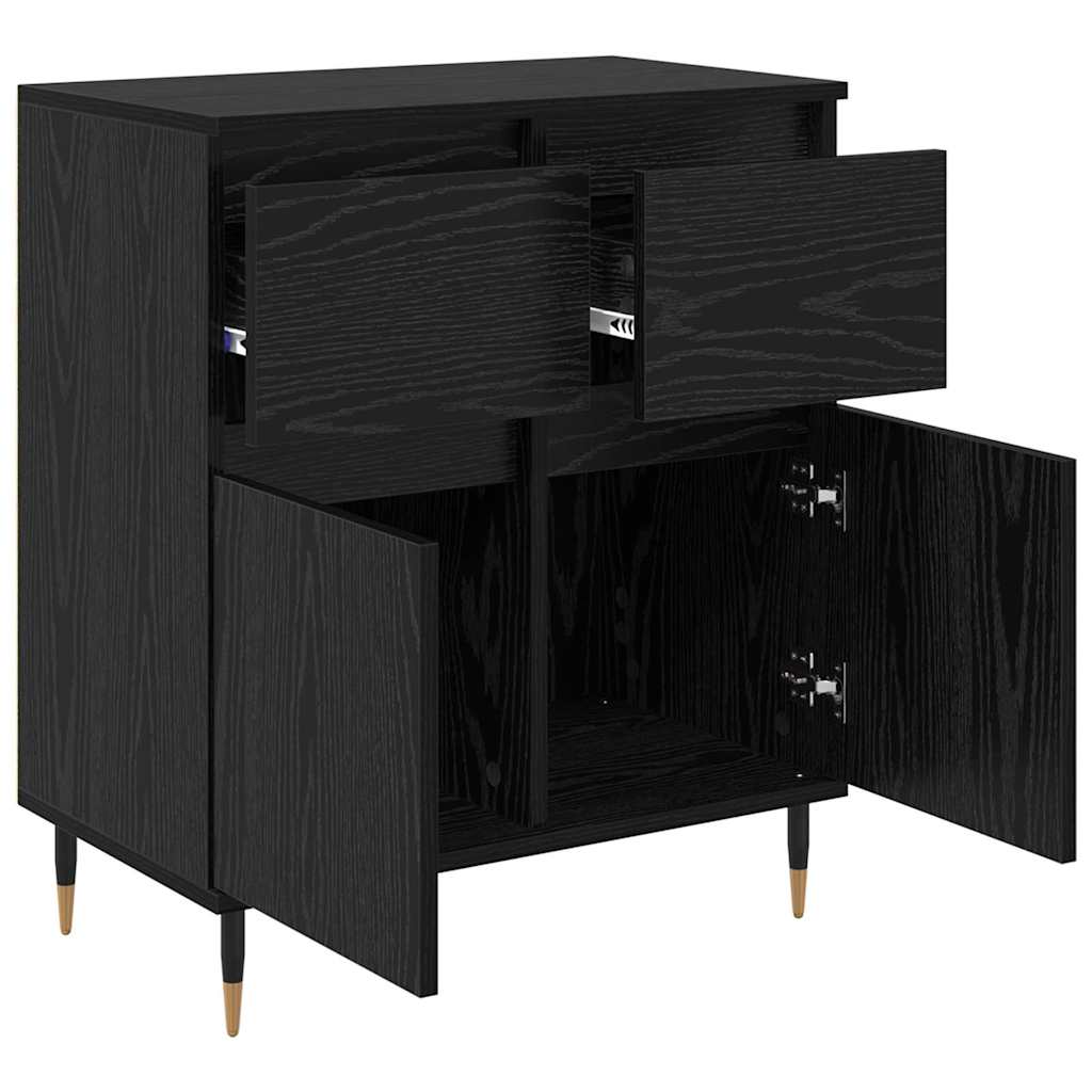 Credenza con Cassetto-Buffet-Armadio da cucina Rovere Nero 60 x 35 x 70 cm 161996