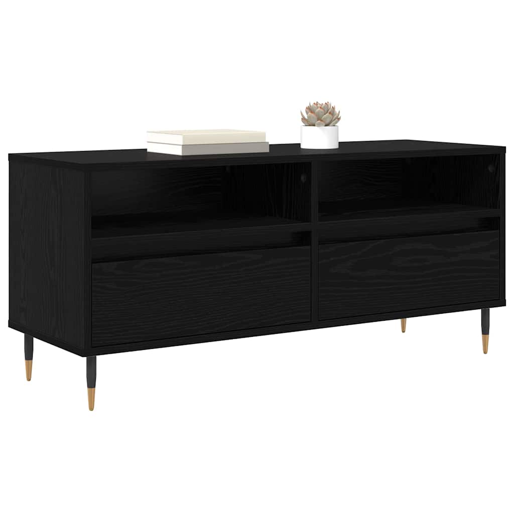 Mobile TV con cassetto-Credenza TV-Console TV Rovere Nero 100 x 34,5 x 44,5 cm 139787