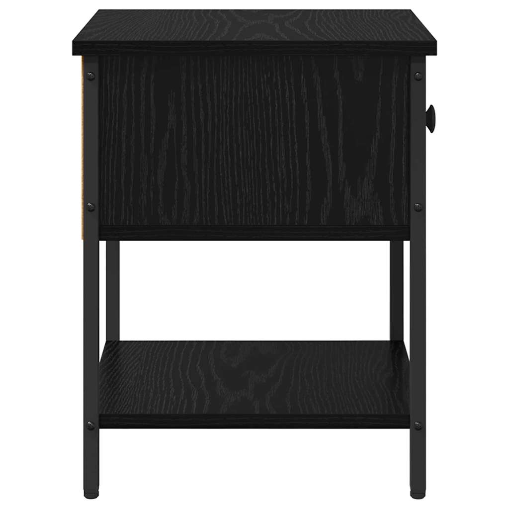 Comodino 2 pz-Set di 2 Tavolino da notte Rovere Nero 34 x 35,5 x 45 cm Legno multistrato