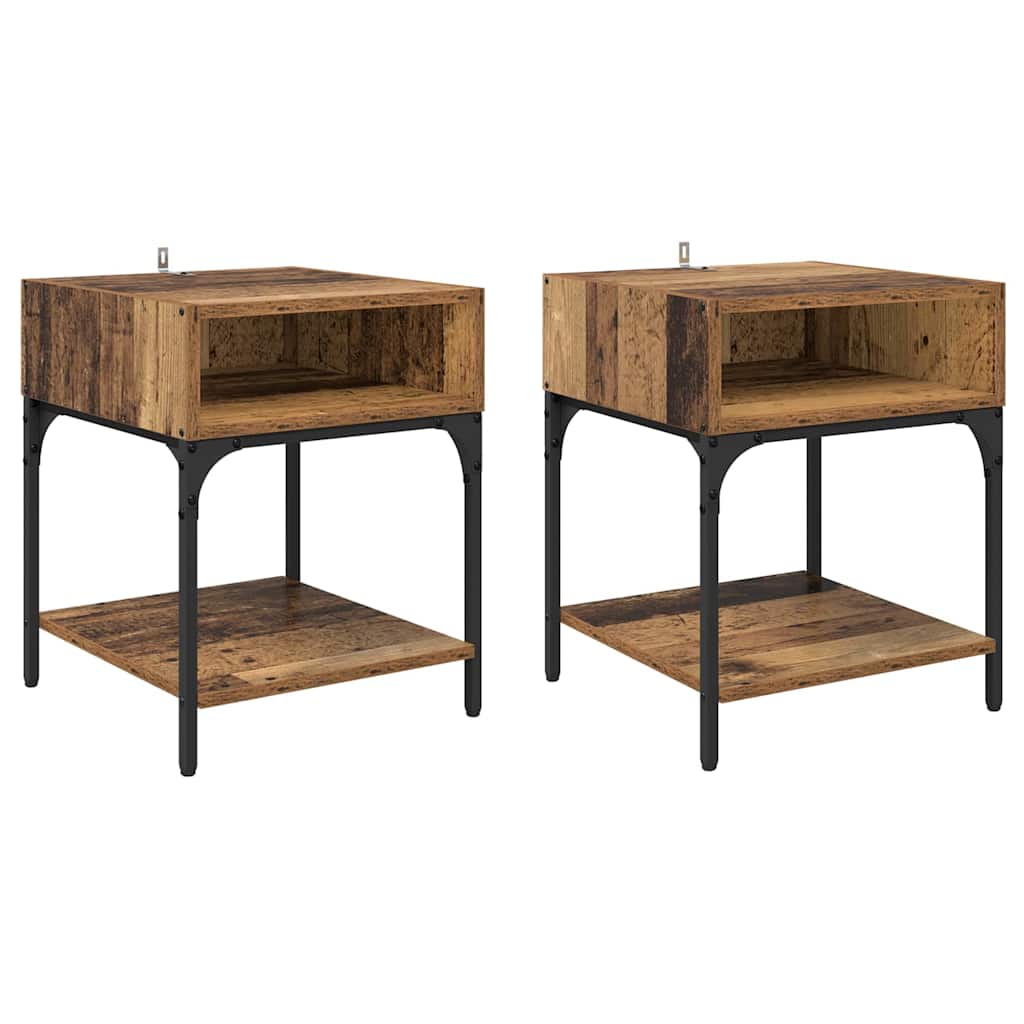 Comodino 2 pcs Legno vecchio 40 x 40 x 50 cm Legno multistrato 881813