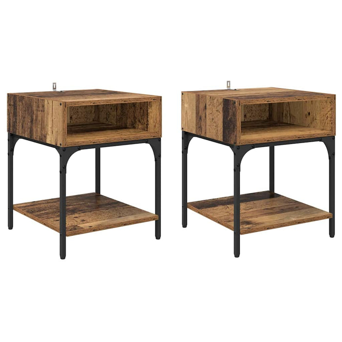 Comodino 2 pcs Legno vecchio 40 x 40 x 50 cm Legno multistrato 881813