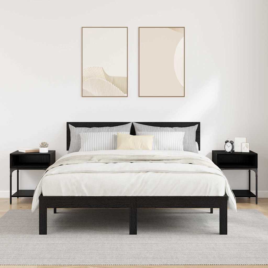 Comodino 2 pcs Rovere nero 40 x 40 x 50 cm Legno multistrato 881817
