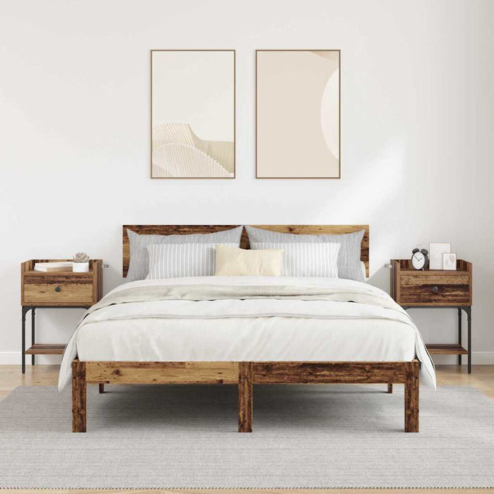 Comodino 2 pcs Legno vecchio 40 x 29 x 60 cm Legno multistrato 881827