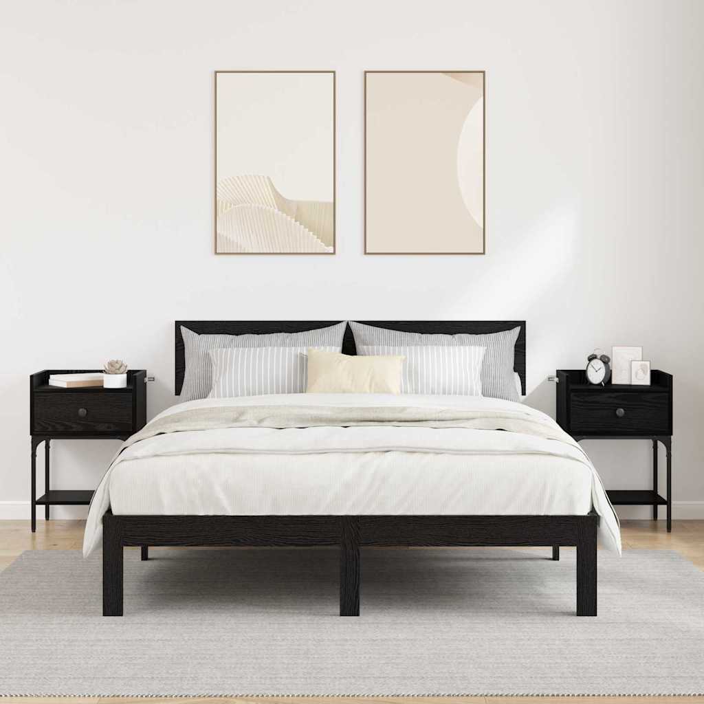 Comodino 2 pcs Rovere nero 40 x 29 x 60 cm Legno multistrato 881831