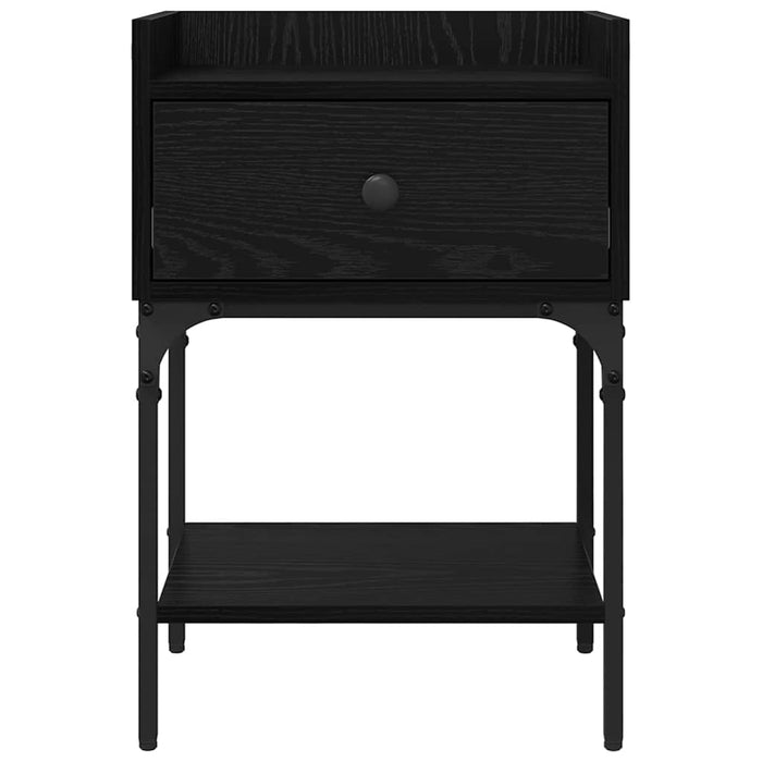 Comodino 2 pz-Set di 2 Tavolino da notte Rovere Nero 40 x 29 x 60 cm Legno multistrato