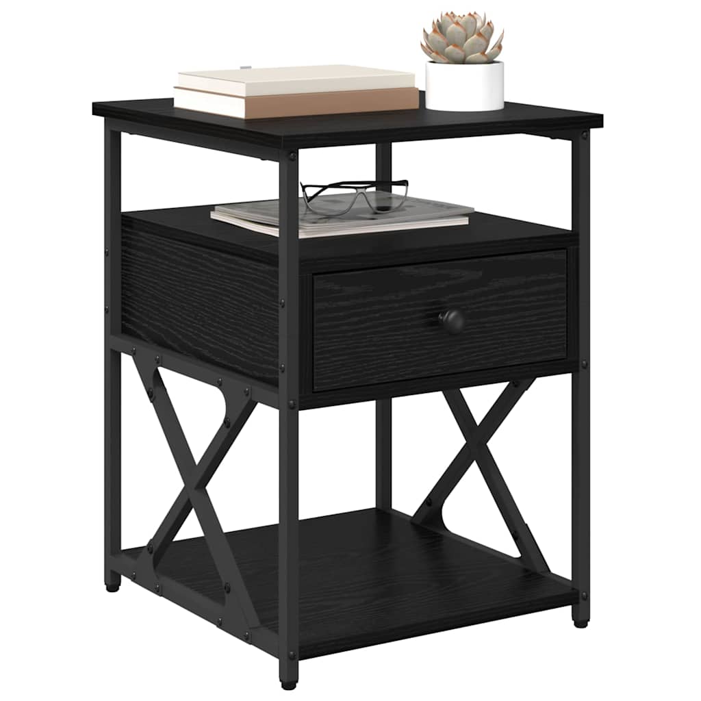 Armadio da Notte con cassetto 2 pcs Rovere nero 40 x 42 x 55 cm 881886