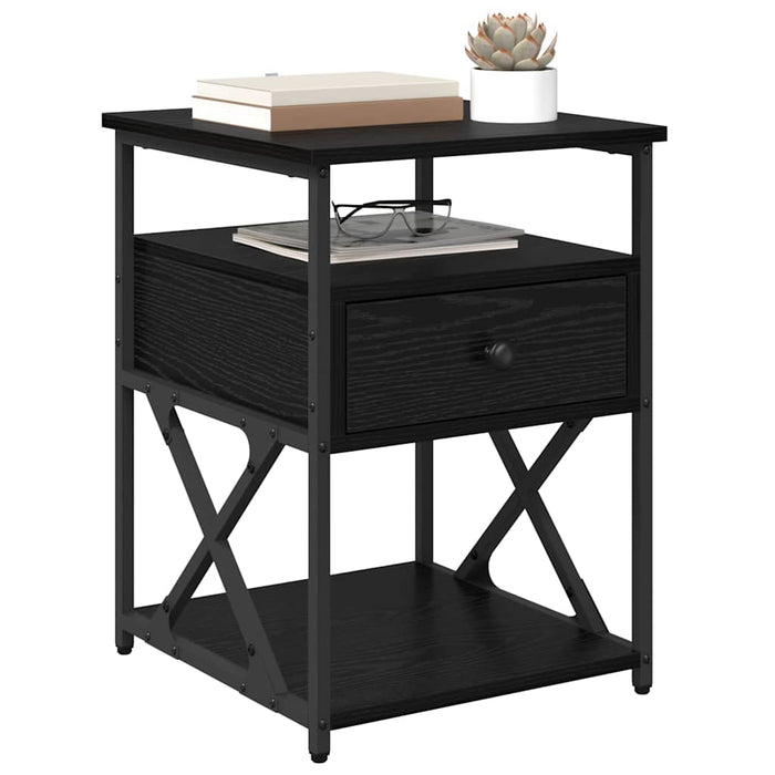 Armadio da Notte con cassetto 2 pcs Rovere nero 40 x 42 x 55 cm 881886