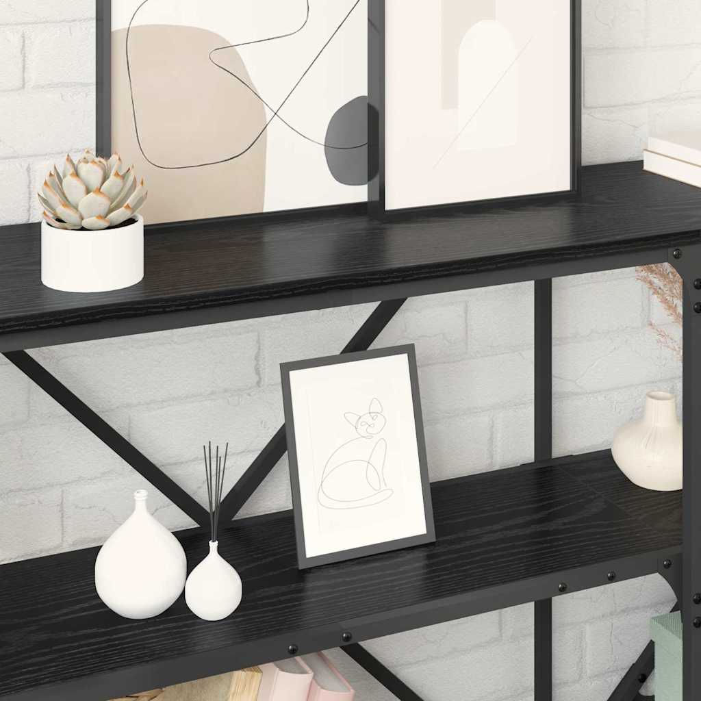 Tavolo consolle con lo scaffale Rovere Nero 160 x 30 x 75 cm 881904