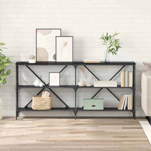 Tavolo consolle con lo scaffale Rovere Nero 160 x 30 x 75 cm 881904