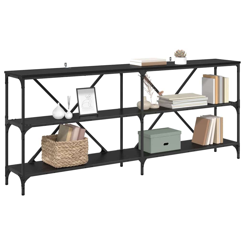 Tavolo consolle con lo scaffale Rovere Nero 180 x 30 x 75 cm 881907