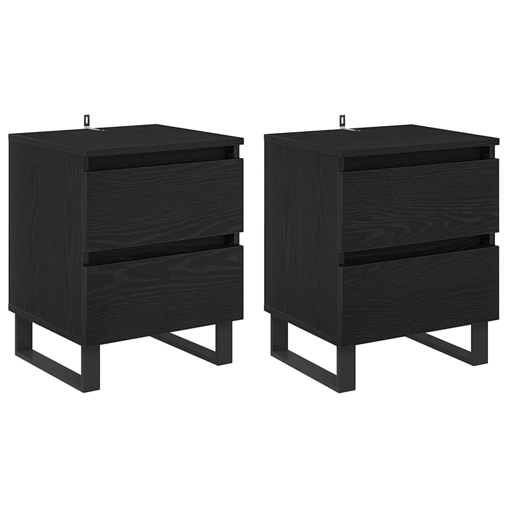 Armadio da Notte con cassetto 2 pcs Rovere nero 40 x 35 x 50 cm 881919