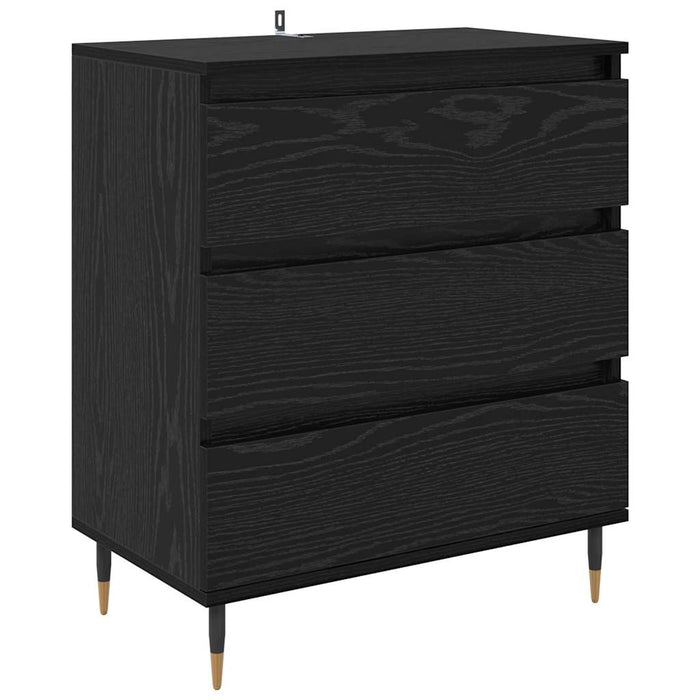 Credenza con cassetto Rovere Nero 60 x 35 x 70 cm Legno multistrato 881946