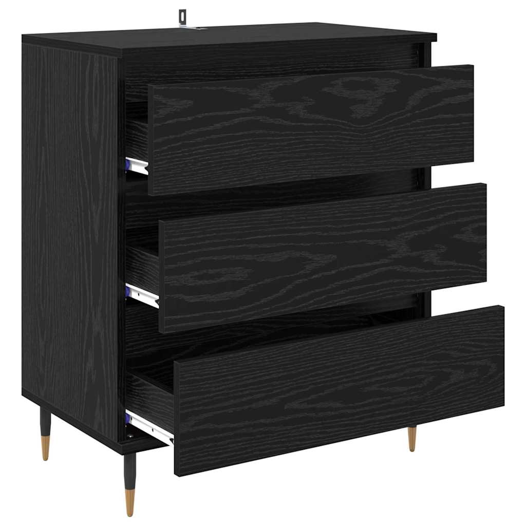 Credenza con cassetto Rovere Nero 60 x 35 x 70 cm Legno multistrato 881946