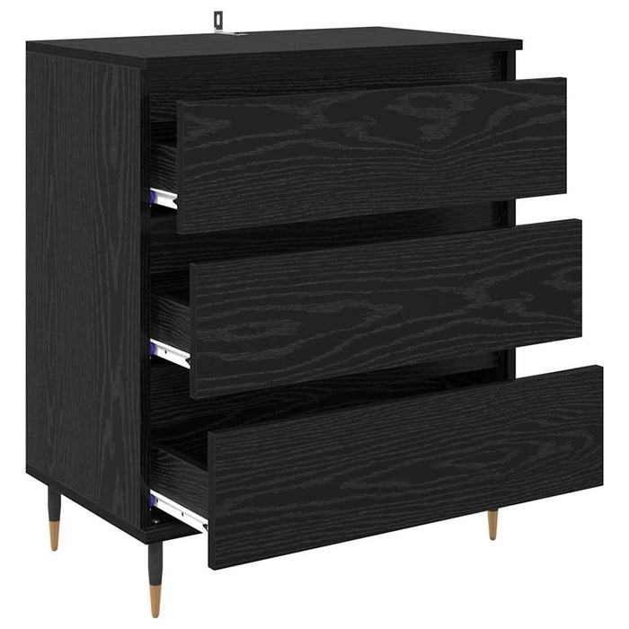 Credenza con cassetto Rovere Nero 60 x 35 x 70 cm Legno multistrato 881946