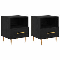 Comodino 2 pz-Set di 2 Tavolino da notte Nero 40 x 35 x 47,5 cm Legno multistrato