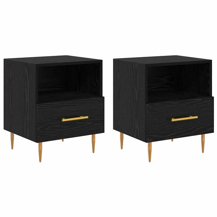 Comodino 2 pcs Nero 40 x 35 x 47,5 cm Legno multistrato 882080