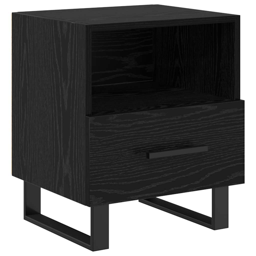 Armadio da Notte con cassetto Rovere nero 40 x 35 x 47,5 cm 882090