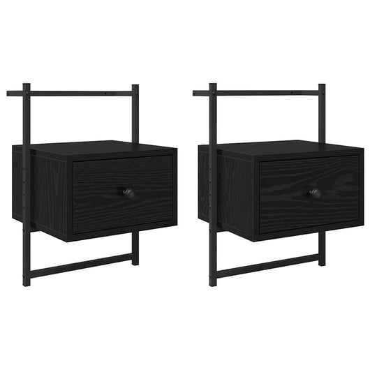 Armadio da Notte con cassetto 2 pcs Rovere Nero 35 x 30 x 51 cm 882168