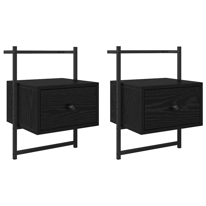Armadio da Notte con cassetto 2 pcs Rovere Nero 35 x 30 x 51 cm 882168