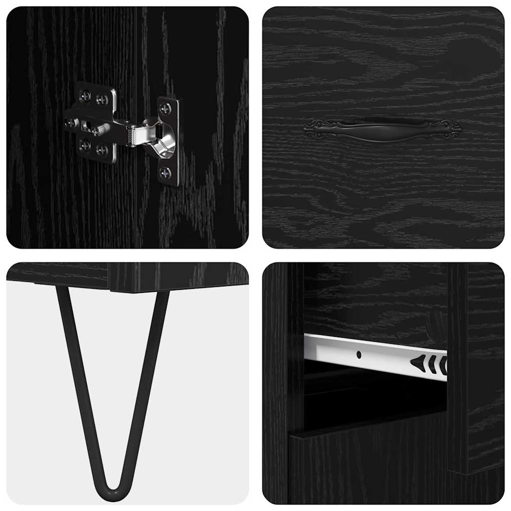 Credenza Rovere Nero 69,5 x 34 x 90 cm Legno multistrato 882274