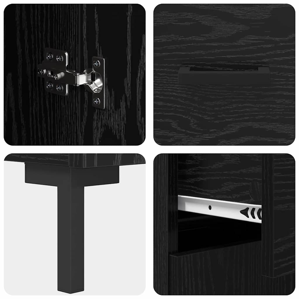 Credenza Rovere Nero 69,5 x 34 x 90 cm Legno multistrato 882283