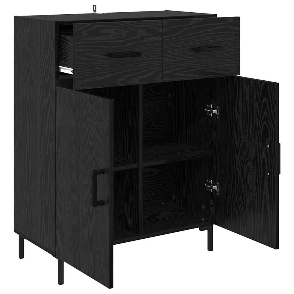 Credenza Rovere Nero 69,5 x 34 x 90 cm Legno multistrato 882283