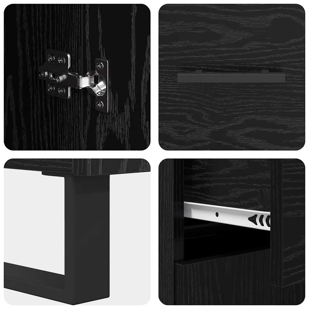 Credenza Rovere Nero 69,5 x 34 x 90 cm Legno multistrato 882310
