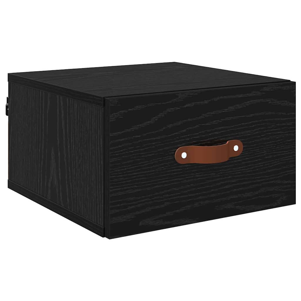 Mobiletto da comodino a parete Rovere Nero 35 x 35 x 20 cm 882337