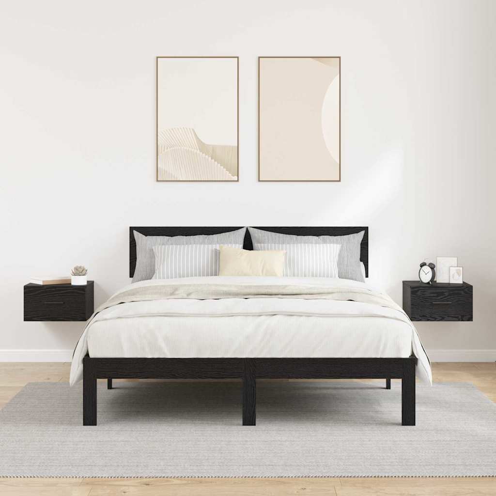 Armadio da Notte con cassetto 2 pcs Rovere nero 35 x 35 x 20 cm 882405