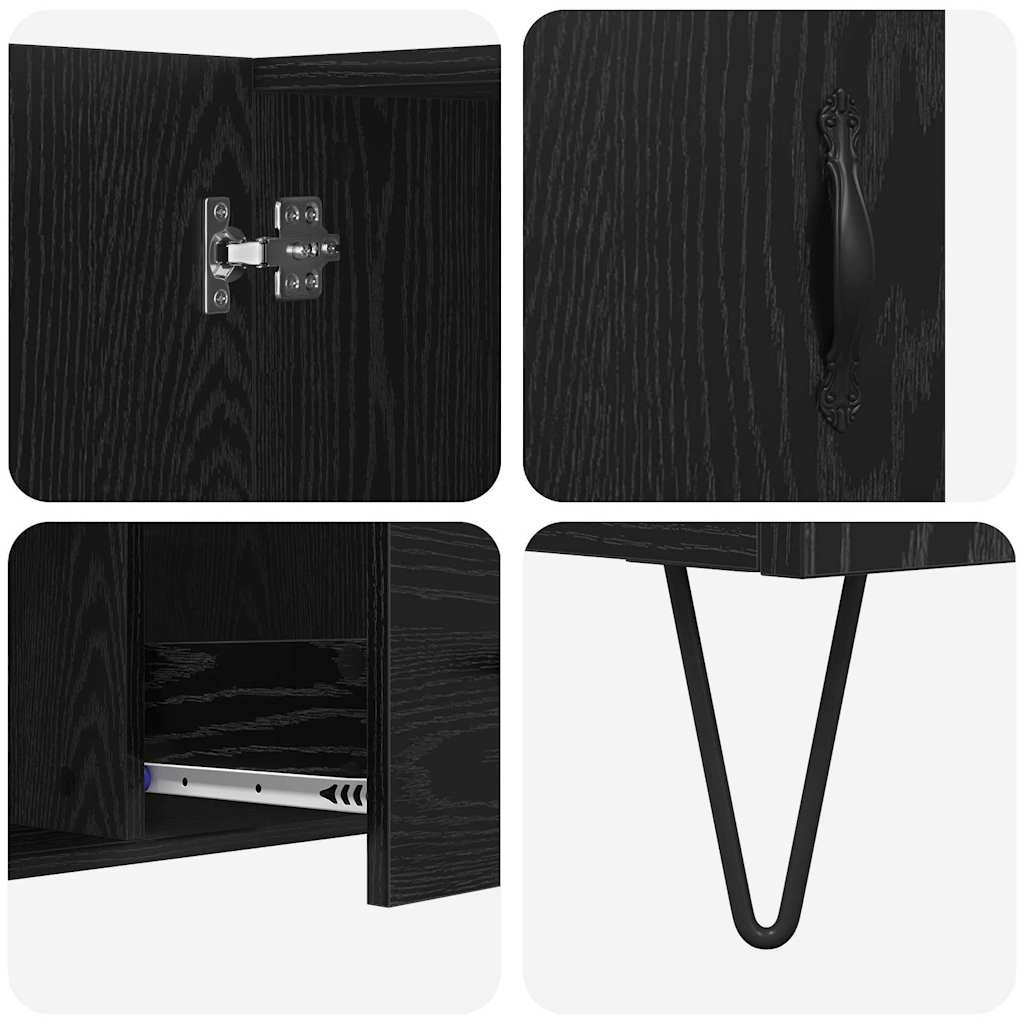 Credenza Rovere Nero 100 x 36 x 60 cm Legno multistrato 882471