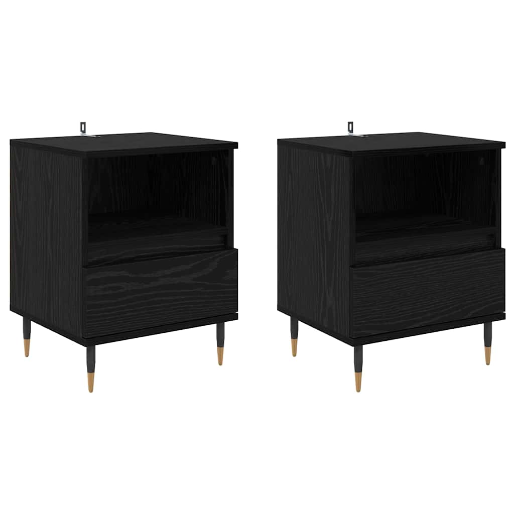 Armadio da Notte con cassetto 2 pcs Rovere nero 40 x 35 x 50 cm 882654