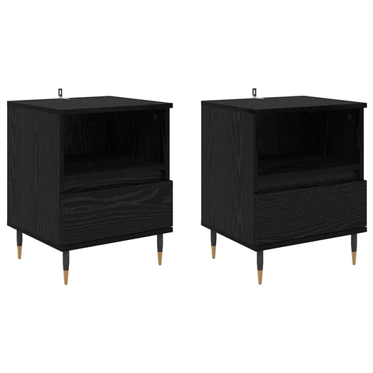 Armadio da Notte con cassetto 2 pcs Rovere nero 40 x 35 x 50 cm 882654