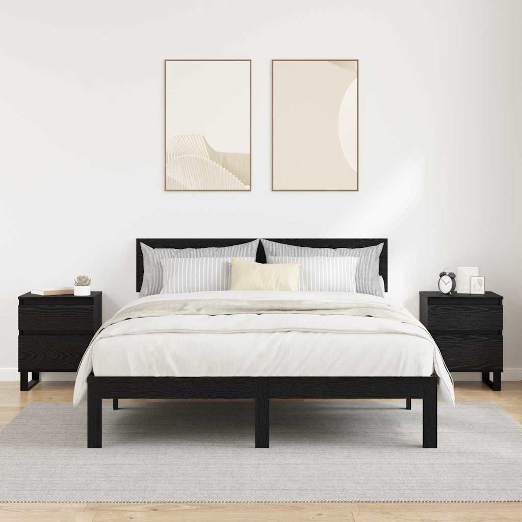 Armadio da Notte con cassetto 2 pcs Rovere Nero 40 x 35 x 50 cm 882668