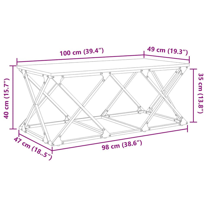 Tavolino da salotto rovere artigianale 100 x 49 x 40 cm 882767