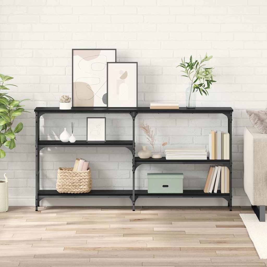 Tavolo consolle con lo scaffale Rovere nero 150 x 29 x 76.5 cm 882798