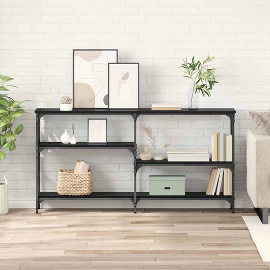 Tavolo consolle con lo scaffale Rovere nero 150 x 29 x 76.5 cm 882798
