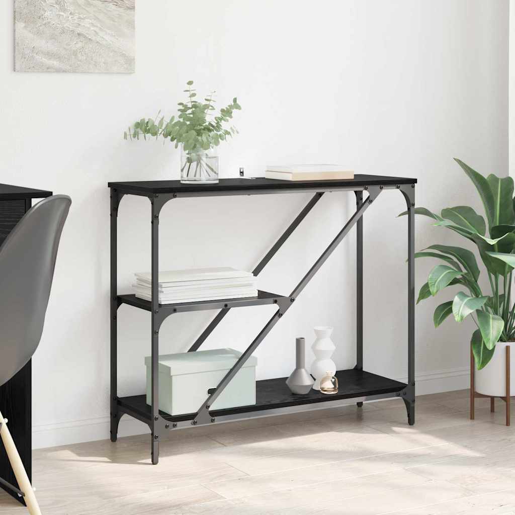 Tavolo consolle Rovere Nero 88,5 x 30 x 75 cm Legno multistrato 882801